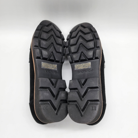 Vionic Cheryl Faux Fur Shearling Nubuck Suede Black‎ Loafer Size Women's 10 - Picture 9 of 11